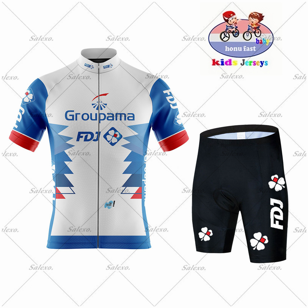 Children's FDJ Cycling Jersey  - đánh giá và giá Summer Clothing Kids Sale