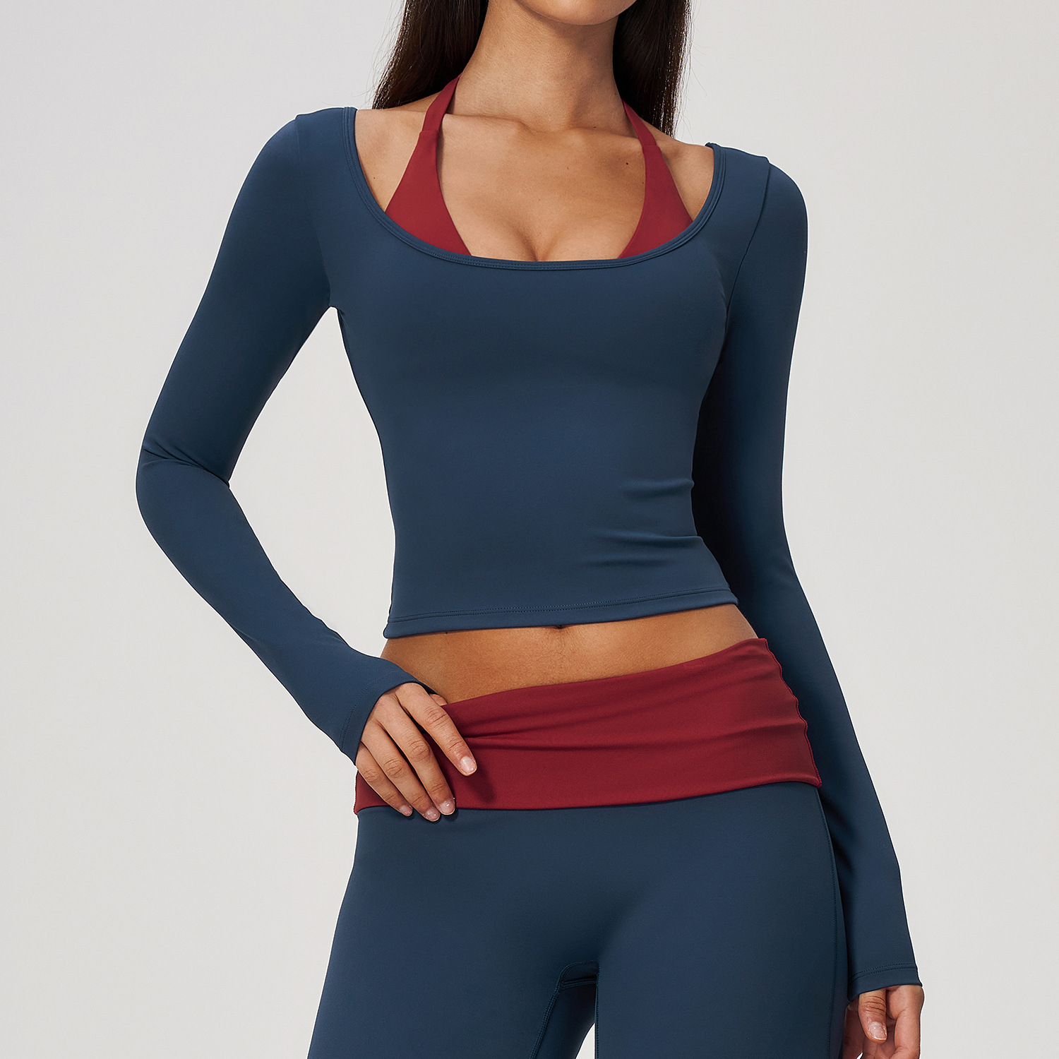 2-in-1 Fake Two Piece Halter Y - đánh giá và giá Summer Yoga Clothing