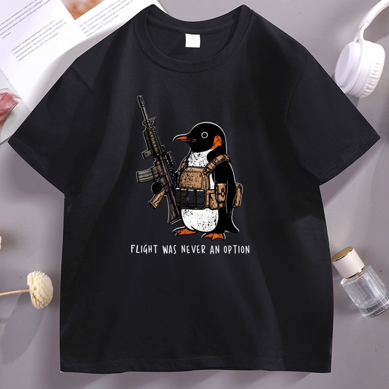Tactical Penguin Print T-Shirt - đánh giá và giá Summer Clothing Options